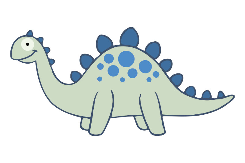 Cute Dinosaur in Green and Blue